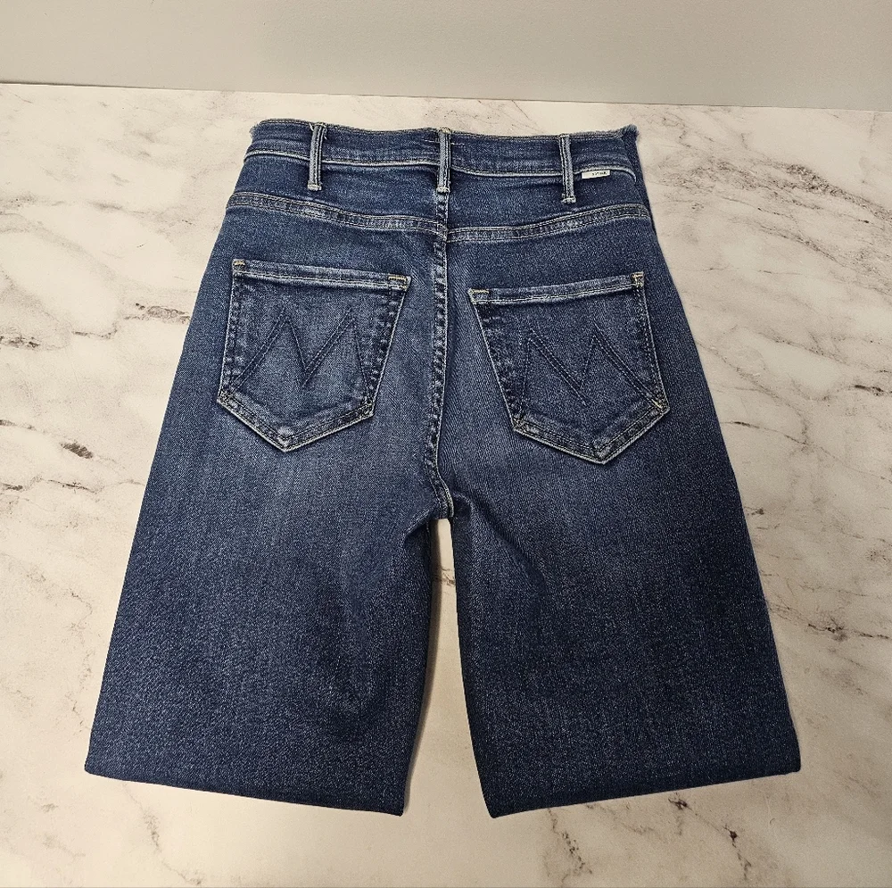 MOTHER The Hustler Ankle Fray Straight‎ Leg High Rise Blue Jeans 25 Preowned